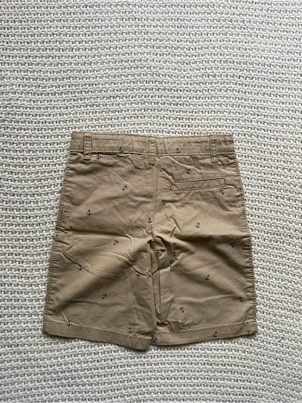 Carter's Tan Shorts with Navy Anchor Embroidery